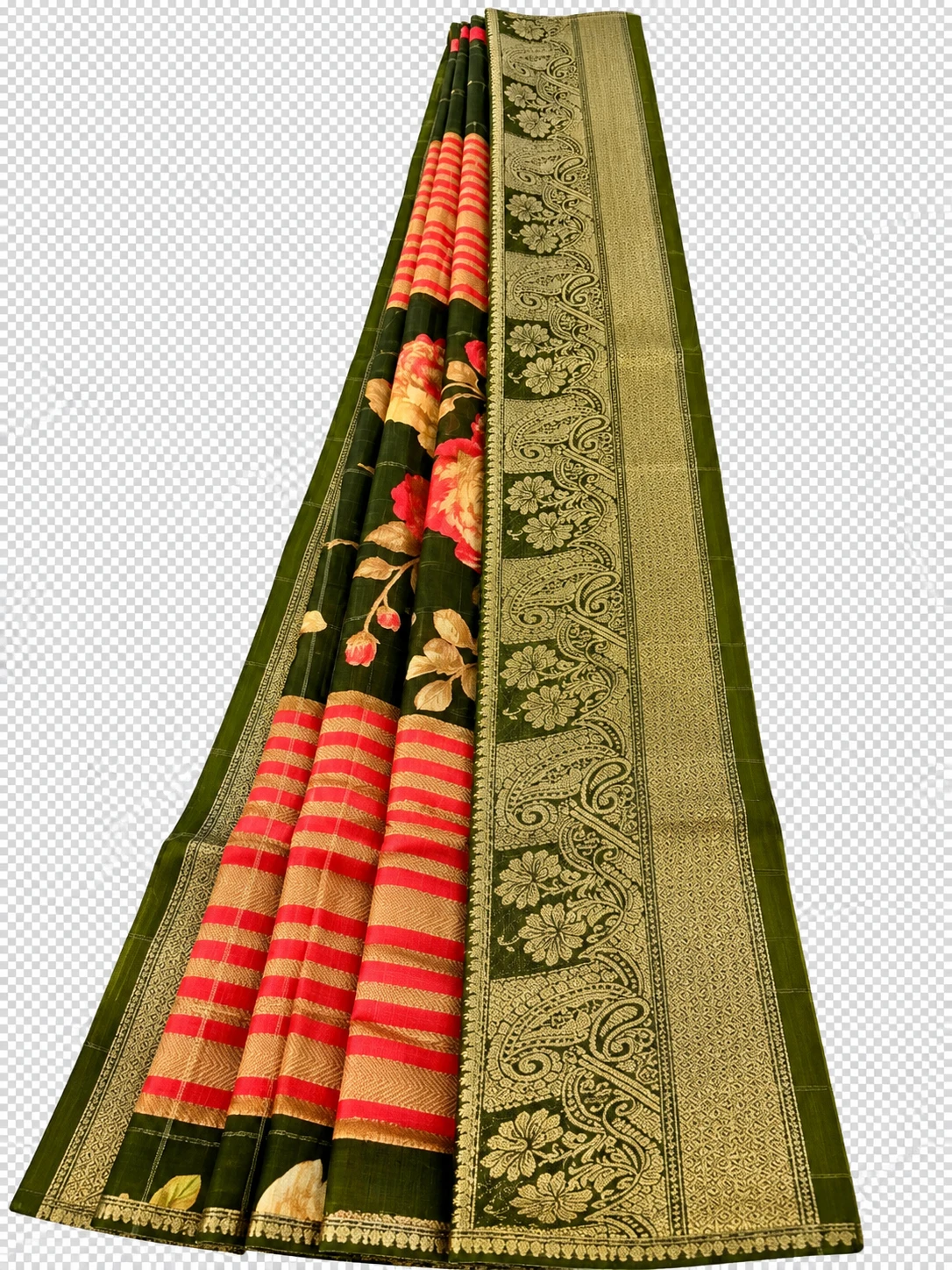 Arlet Royal Olive Green Floral Printed Saree