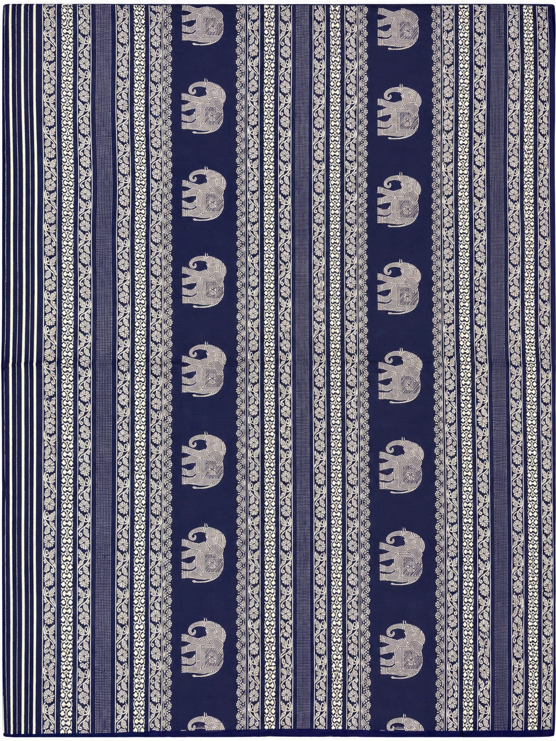 Royal Navy Blue Kasab Silk Elephant Motif Saree, view 3