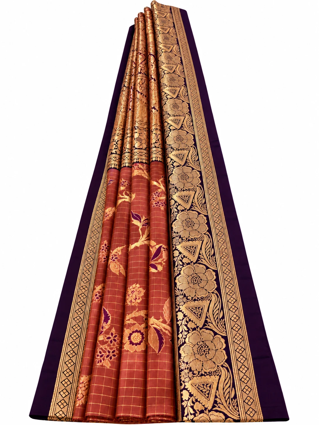 Royal Rust Maroon Floral Zari Aradhana FX Saree