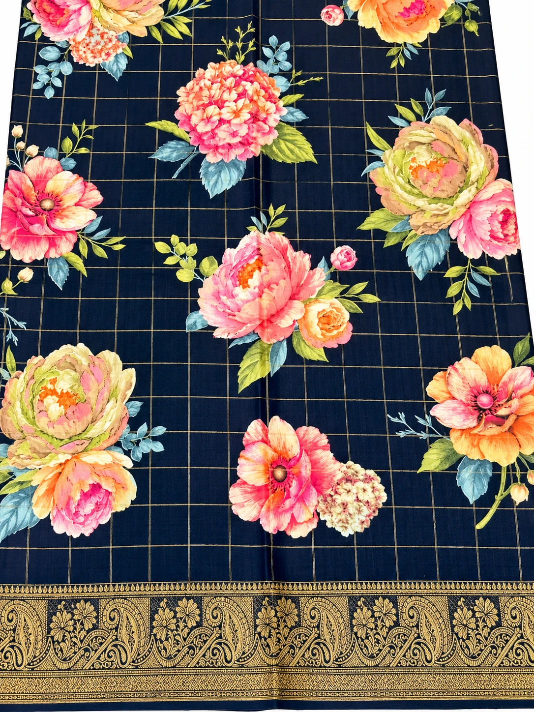 Arlet Midnight Navy Floral Printed Saree